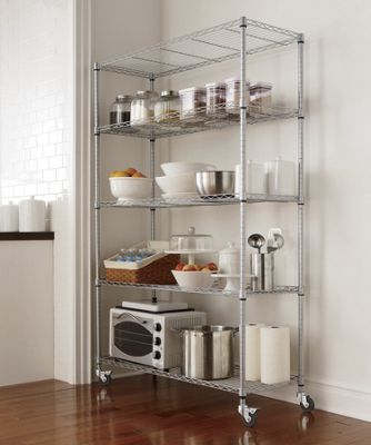 Wide 5 Shelf Metal Rolling Rack