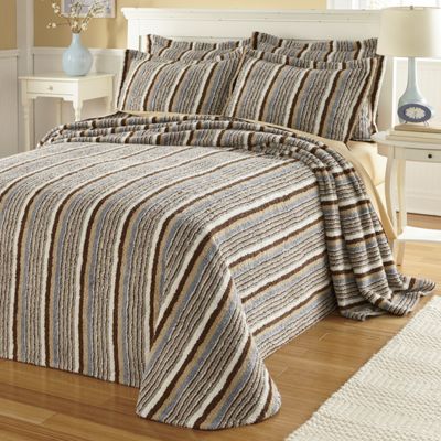 Ginnys Striped Chenille Bedspread And Sham