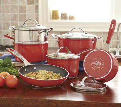 cat cora 10 pc forged nonstick aluminum cookware set