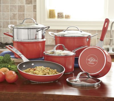 cat cora 10 pc forged nonstick aluminum cookware set