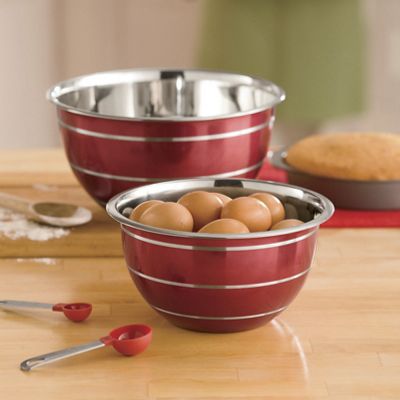 set of 2 stainless steel bowls
