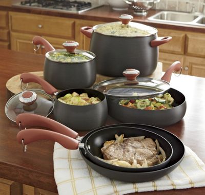 paula deen 10 pc hard anodized nonstick cookware set