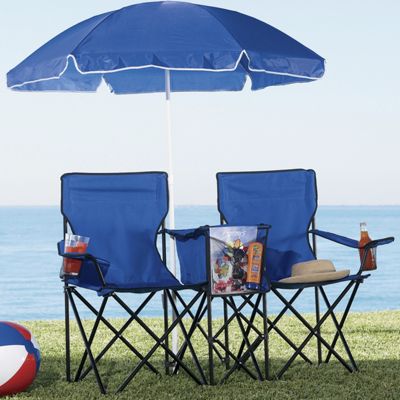 Double Chair With Cooler And Umbrella