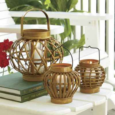 Set Of 3 Bamboo Candle Lanterns