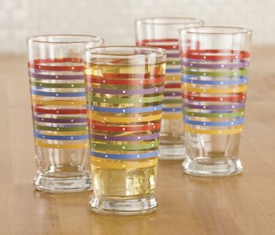 Juego 4 vasos rayados