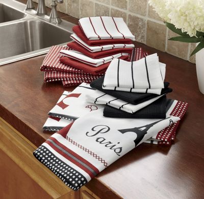 16 pc eiffel tower kitchen towel set