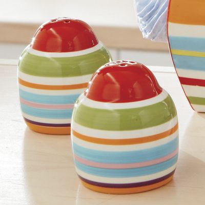 happy stripe salt pepper shakers