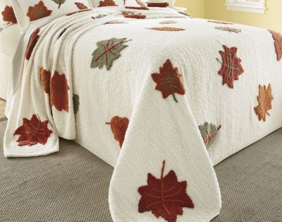 Chenille Autumn Leaf Bedspread