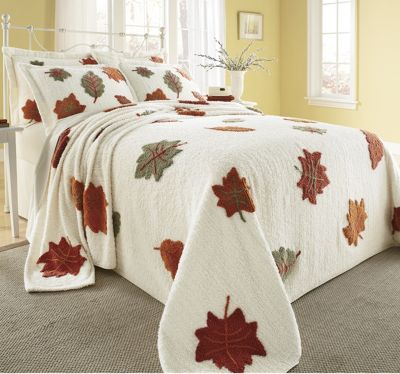Chenille Autumn Leaf Bedding