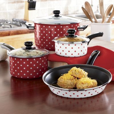 7 Piece Polka Dot Cookware