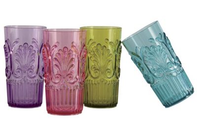 S 4 Acrylic Emb Flower Tumblers