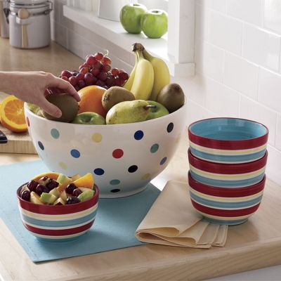 5 Pc Dots and Stripes Bowl Set
