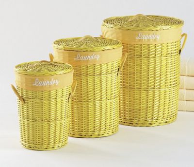 set of 3 sunshine yellow baskets