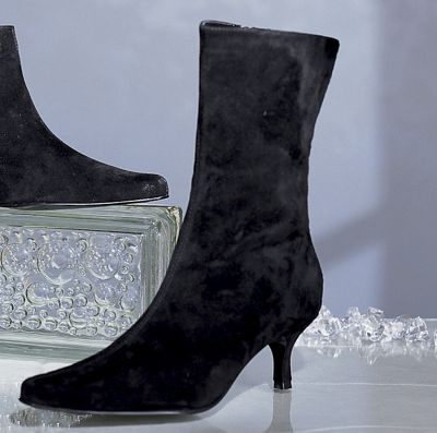 Black Suede Mid Shaft Boot By Bijou