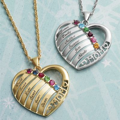 Personalized Mom Family Heart Pendant