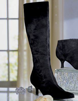 Black Suede Tall Shaft Boot By Bijou