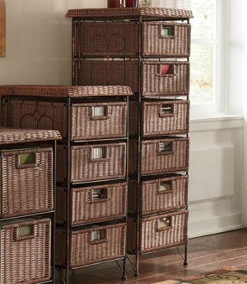 6 Drawer Highboy Wicker Taboret