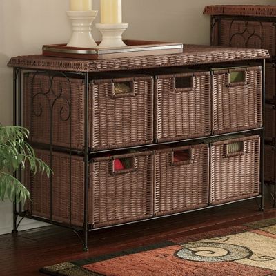 6 Drawer Lowboy Wicker Taboret
