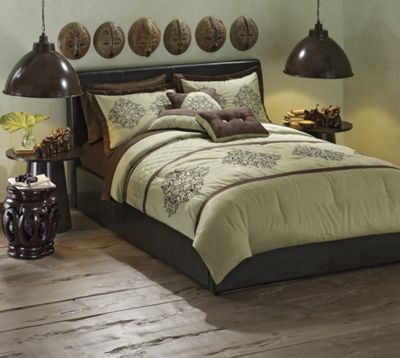Bedding and Window Treatments Wood Emerald Collection