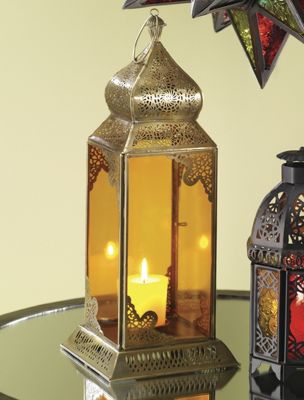 Candle Lantern Jaipur Table Top Gold Amber