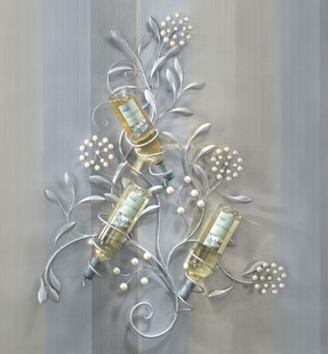 Wine Bottle Holder Silver and Pearl