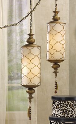 Swag Lamp Gold Moroccan With Tassel