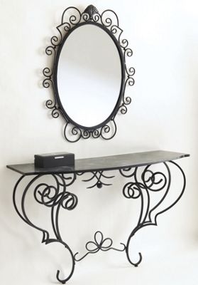 Mirror And Console Black Scroll