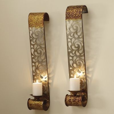 2 Piece Glastonbury Laser Cut Wall Candle Sconce Set