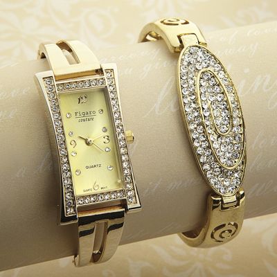 Crystal Watch And Bangle Gift Set