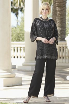 Tunic Pant Set Midnight Star Beaded