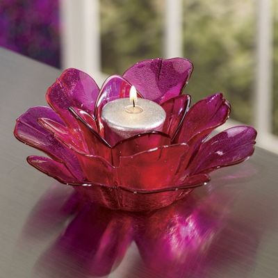 Portavelas con dise�o de flor de loto