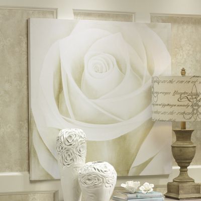 Large White On White Rose Print