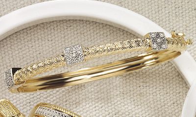 Bangle Diamond 3 Square Cluster Hinged