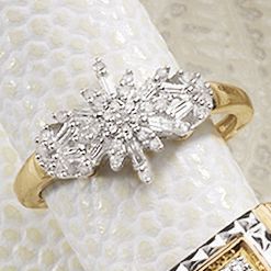 Ring 10K Gold Diamond Starburst