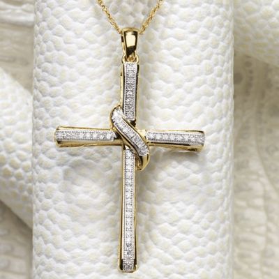 Cross Pendant 10K Gold Diamond