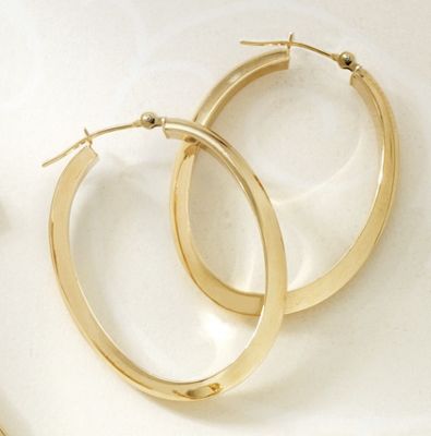 Gold Oval Hoops