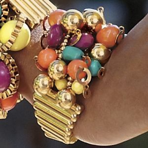 Multi color Cluster Bead Stretch Bracelet