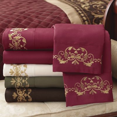 Embroidered Microfiber Sheet Set