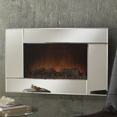 Mirrored Wall Fireplace With Remote