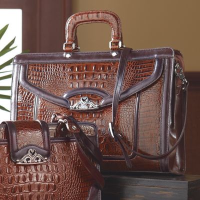 Toulon Embossed Leather Briefcase