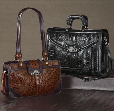 Toulon Embossed Leather Briefcase And Handbag