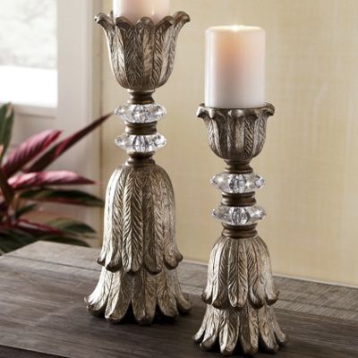 2 piece crystal gold candlestick set