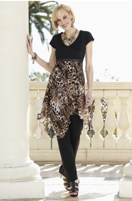 Pant Set Hankie Hem Tunic