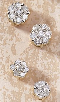 10K Gold Diamond Cluster Earrings