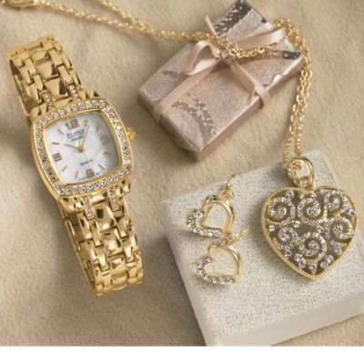 Watch Earring And Pendant Set
