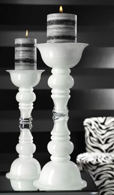 Large White Glass Candleholder