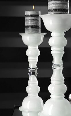 Small White Glass Candleholder