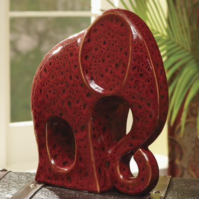 Red Elephant Figurine