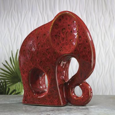 Red Elephant Figurine