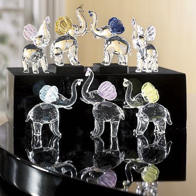 Mini Glass Elephants Set Of 7 Z